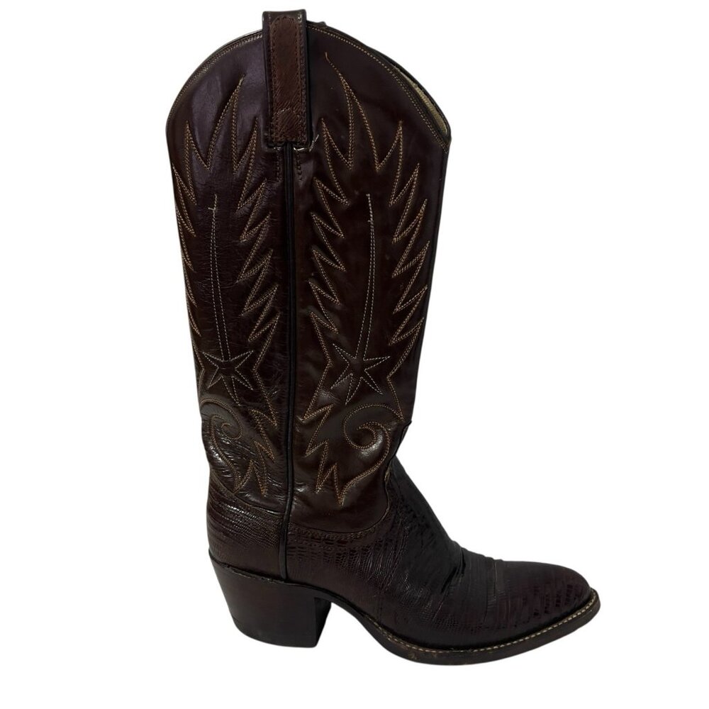 Dan Post Lizard Cowboy Boots Women Size 5.5 Brown Exotic Leather Western